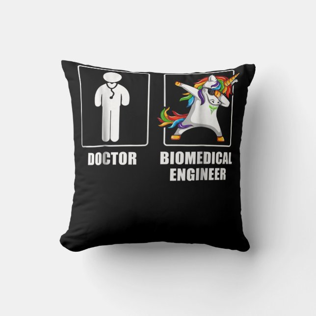 Biomedical Engineer Unicorn Dabbing Funny Lovers Throw Pillow (Front)