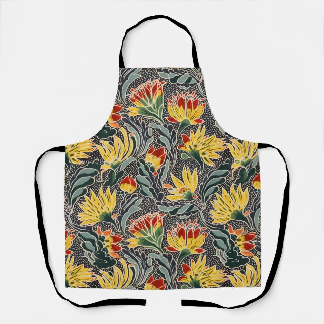 Biomorphic Natural Floral Print Apron (Front)