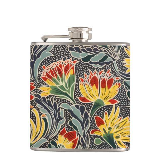 Biomorphic Natural Floral Print Flask (Front)