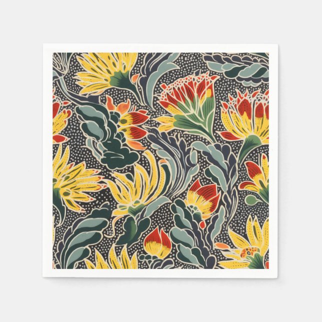 Biomorphic Natural Floral Print Napkins (Front)