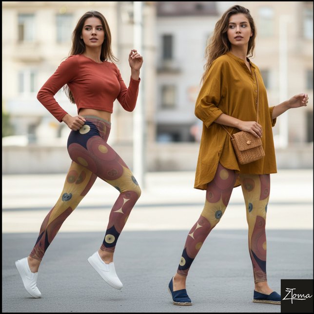 Biomorphic Symmetrical Abstract Burnt Orange Leggings (Creator Uploaded)