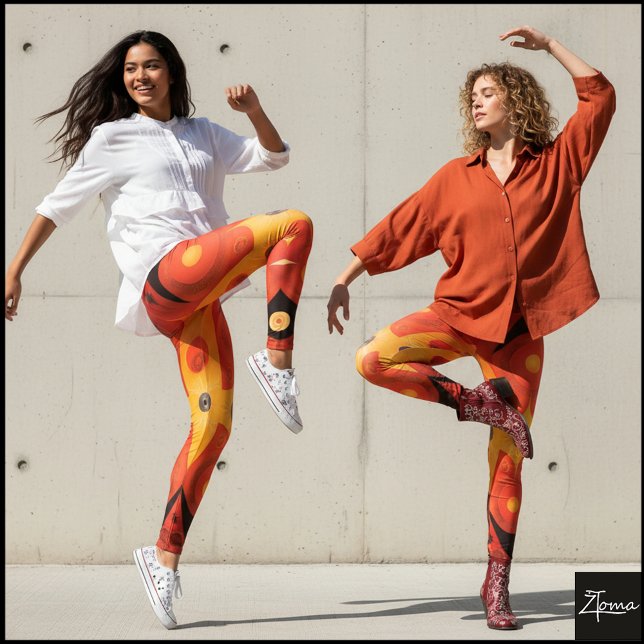 Biomorphic Symmetrical Abstract Fire Black Leggings (Creator Uploaded)