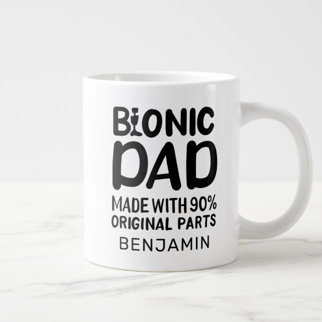 Bionic Dad Knee Replacement Celebration Giant Coffee Mug (Right)