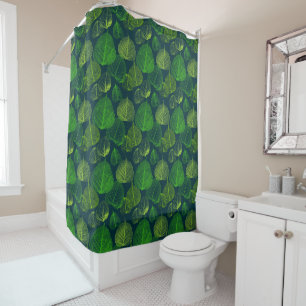 Biophilic Aesthetic Dark Green Skeleton Leaves  Shower Curtain