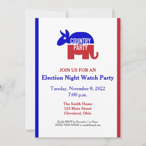 Bipartisan Election Night Watch Party Invitation