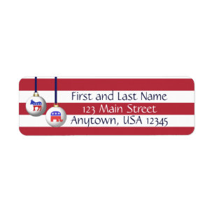 Bipartisan Red White and Blue Patriotic Christmas Label
