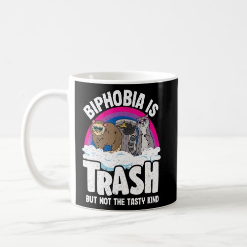 Biphobia Is Trash Opossum Raccoon Bisexual Flag Bi Coffee Mug