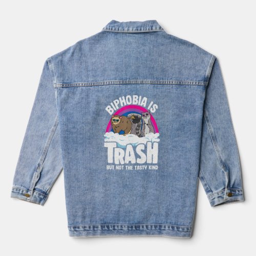 Biphobia Is Trash Opossum Raccoon Bisexual Flag Bi Denim Jacket