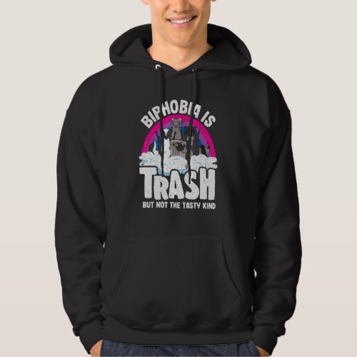 Biphobia Is Trash Opossum Raccoon Bisexual Flag Bi Hoodie