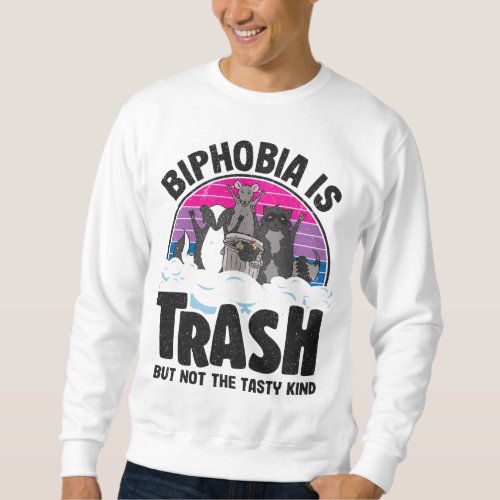 Biphobia Is Trash Opossum Raccoon Bisexual Flag Bi Sweatshirt