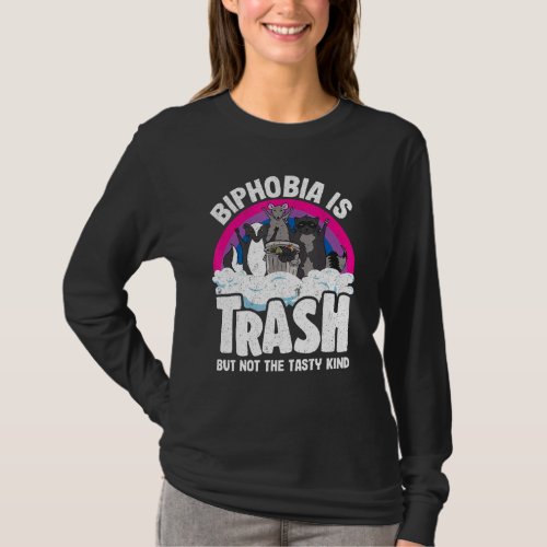 Biphobia Is Trash Opossum Raccoon Bisexual Flag Bi T_Shirt