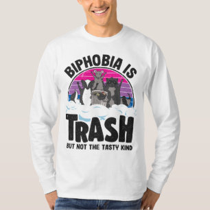 Biphobia Is Trash Opossum Raccoon Bisexual Flag Bi T-Shirt