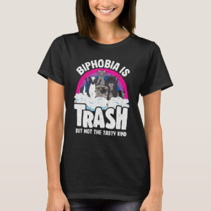 Biphobia Is Trash Opossum Raccoon Bisexual Flag Bi T-Shirt
