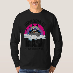 Biphobia Is Trash Raccoon Bisexual Pride Flag Bi P T-Shirt