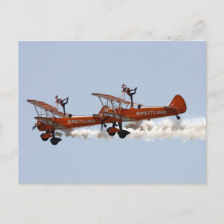 Biplane aerobatic Wing Walkers Postcard