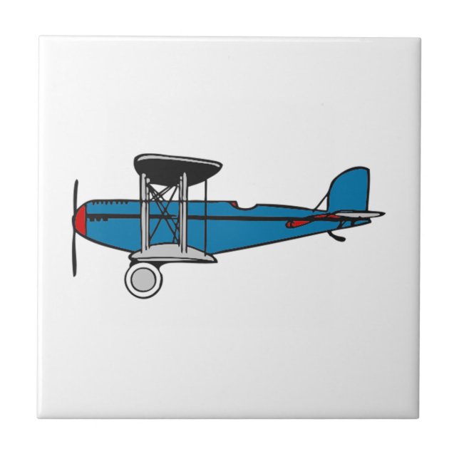 Biplane Airplane Ceramic Tile (Front)