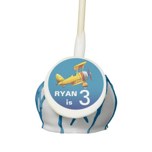 Biplane Airplane Kids Birthday Party  blue yellow Cake Pops