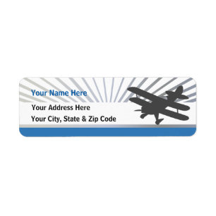 Biplane Airplane Label