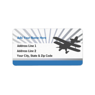 Biplane Airplane Label