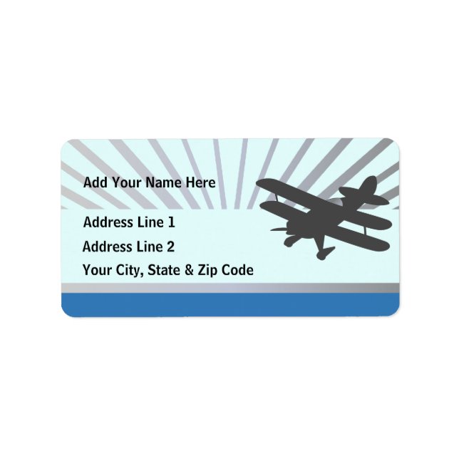 Biplane Airplane Label (Front)