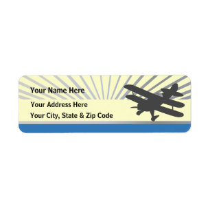 Biplane Airplane Label