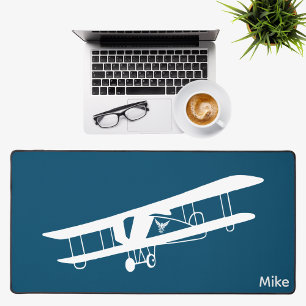 Biplane Airplane Simple Aviation Custom Office Desk Mat