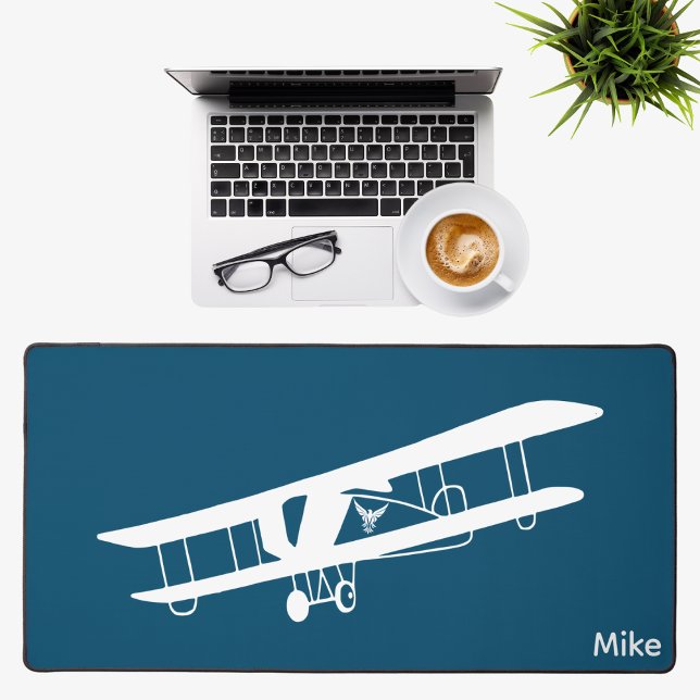 Biplane Airplane Simple Aviation Custom Office Desk Mat (Creator Uploaded)