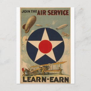 Biplane Blimp Airship Airplane Vintage Art Postcard