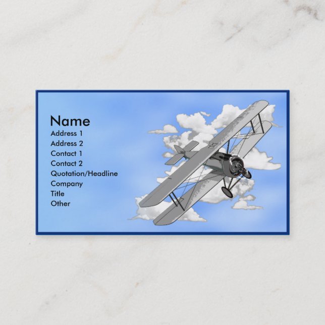 Biplane Business Card Template (Front)