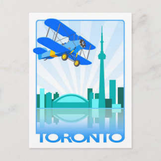 Biplane Over Toronto Retro Design Postcard