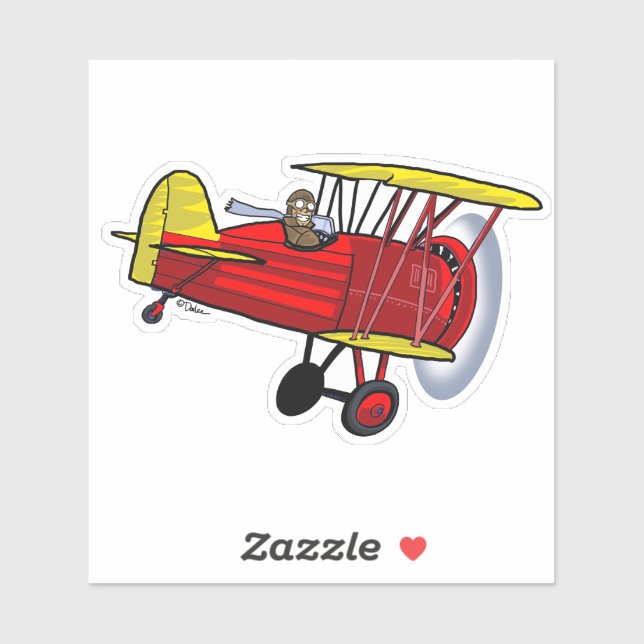 Biplane Red Sticker (Sheet)