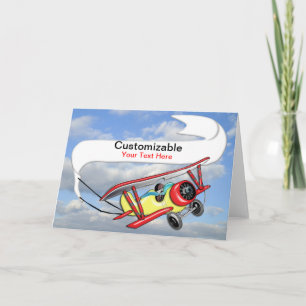 Biplane Towing Banner Customizable Card