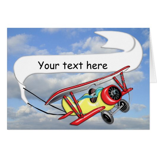 Biplane Towing Banner Customizable Cards (Front Horizontal)