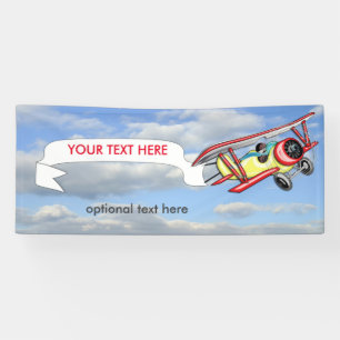 Biplane Towing Banner in Blue Sky Clouds 2.5 x 6