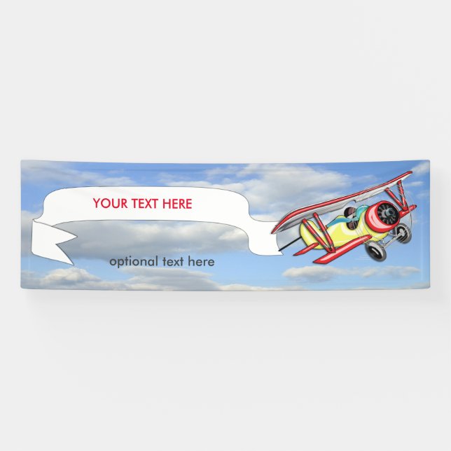 Biplane Towing Banner in Blue Sky Clouds 2.5 x 8 (Horizontal)