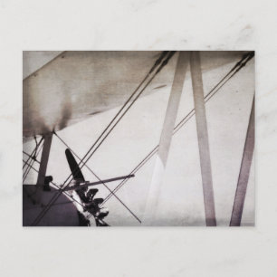 Biplane Wing Abstract Antique Airplane Art Postcard