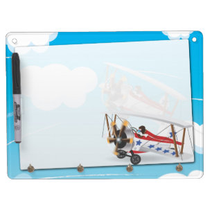 biplanes dry erase board with keychain holder