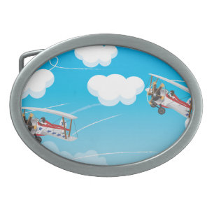 biplanes oval belt buckle
