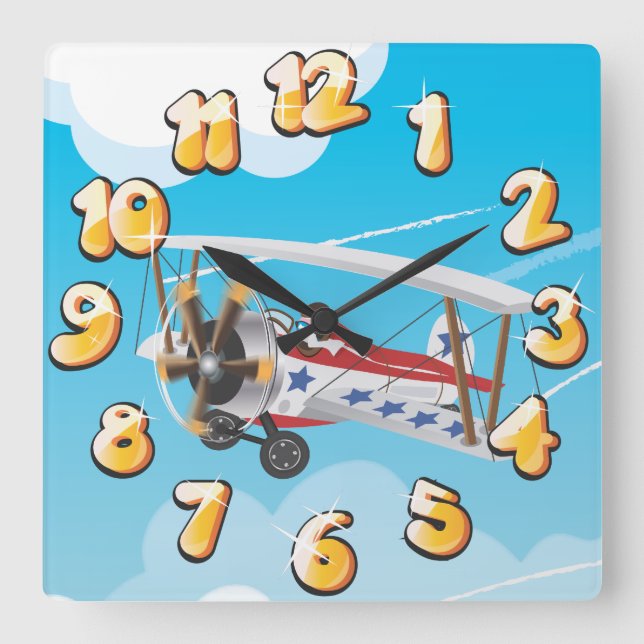 biplanes square wall clock (Front)