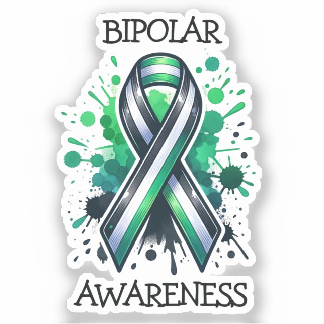Bipolar Awareness Ribbon Sticker (Front)