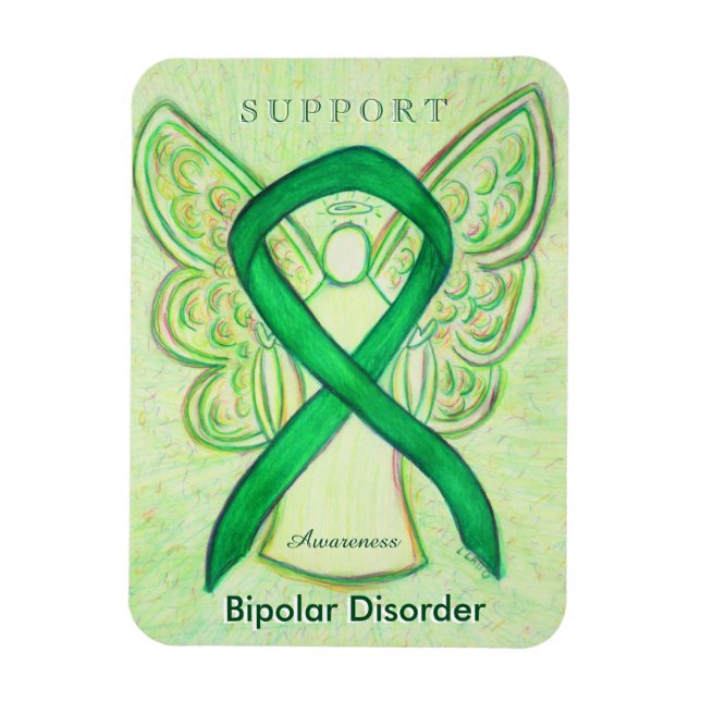 Bipolar Disorder Awareness Ribbon Angel Magnets (Vertical)