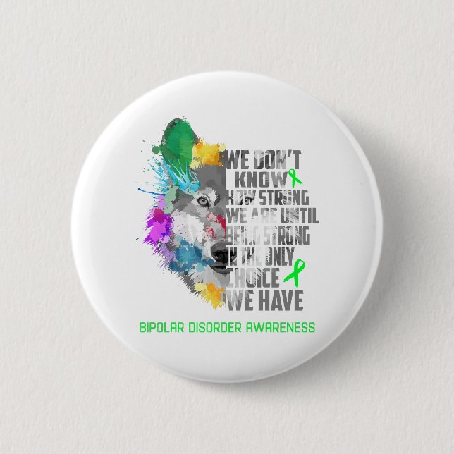 Bipolar Disorder Awareness Ribbon Support Gifts Button (Front)