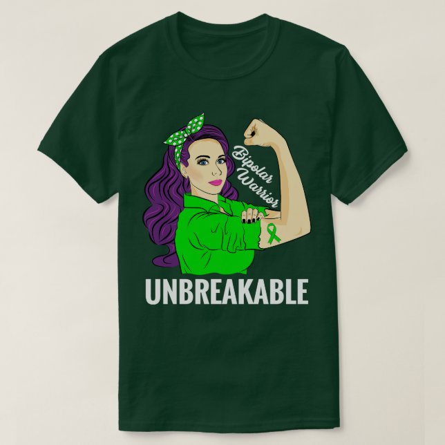 Bipolar Disorder Awareness Warrior Unbreakable T-Shirt (Design Front)