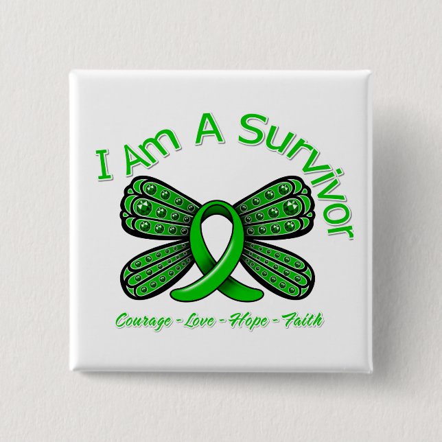 Bipolar Disorder Butterfly I Am A Survivor Button (Front)
