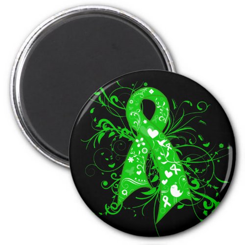 Bipolar Disorder Floral Swirls Ribbon Magnet