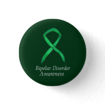 Bipolar Disorder Green Awarness Ribbon Custom Pin