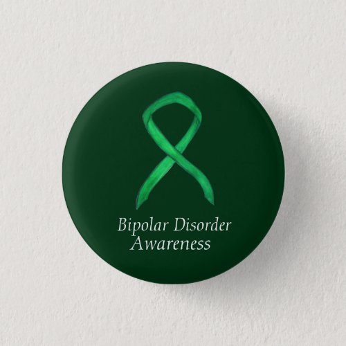 Bipolar Disorder Green Awarness Ribbon Custom Pin