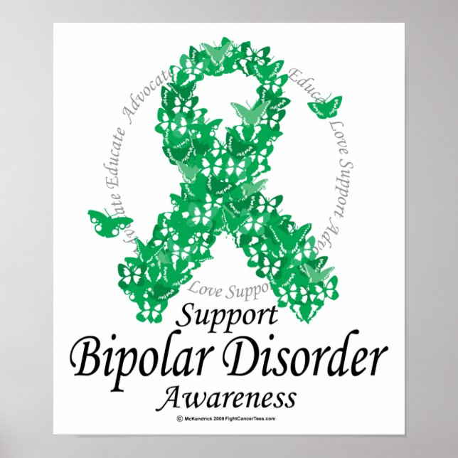 Bipolar Disorder Ribbon of Butterflies Poster (Front)
