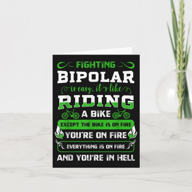 Bipolar Fighter Mania Mental Disorder Anxiety Psyc Card (Front)