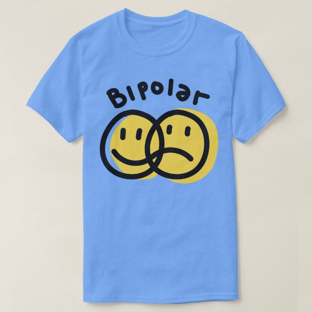 Bipolar Happy Sad Face Emoticon T-Shirt (Design Front)